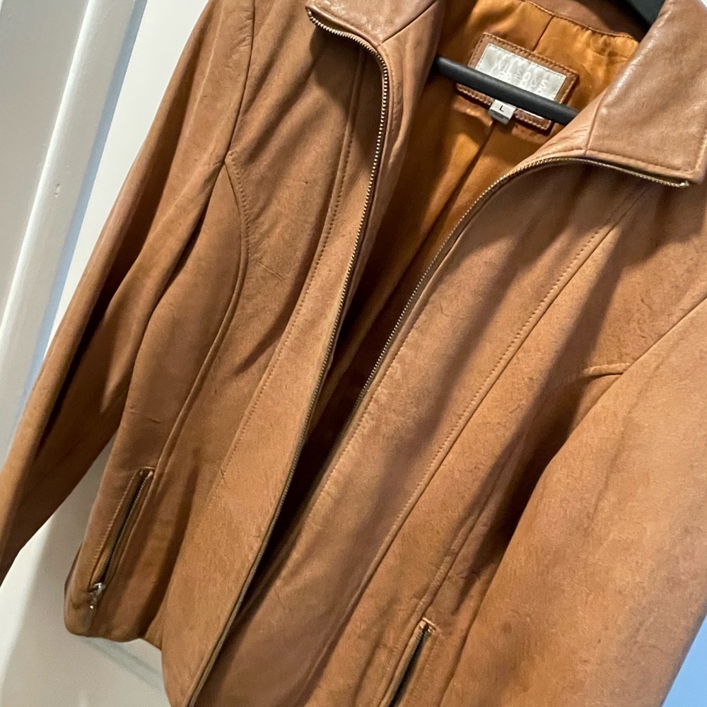 Soft leather jacket, size L 
Taupe/ Camel color - Picture 4 of 8